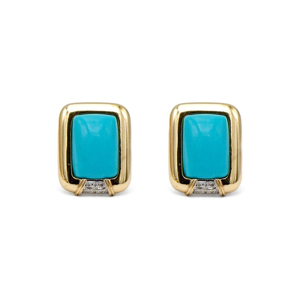 Turquoise & Diamond Earrings